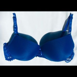 NWT  Brazilian Style Sexy 🔥🔥 Underwired Padded Lace Lycra Bra XL Royal Blue